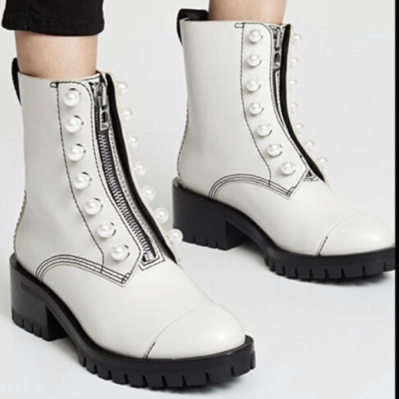 - 3:1 Phillip Lim Hayett pearls lug sole zipper boot with pearls. Sz 38 - Picture 1 of 10